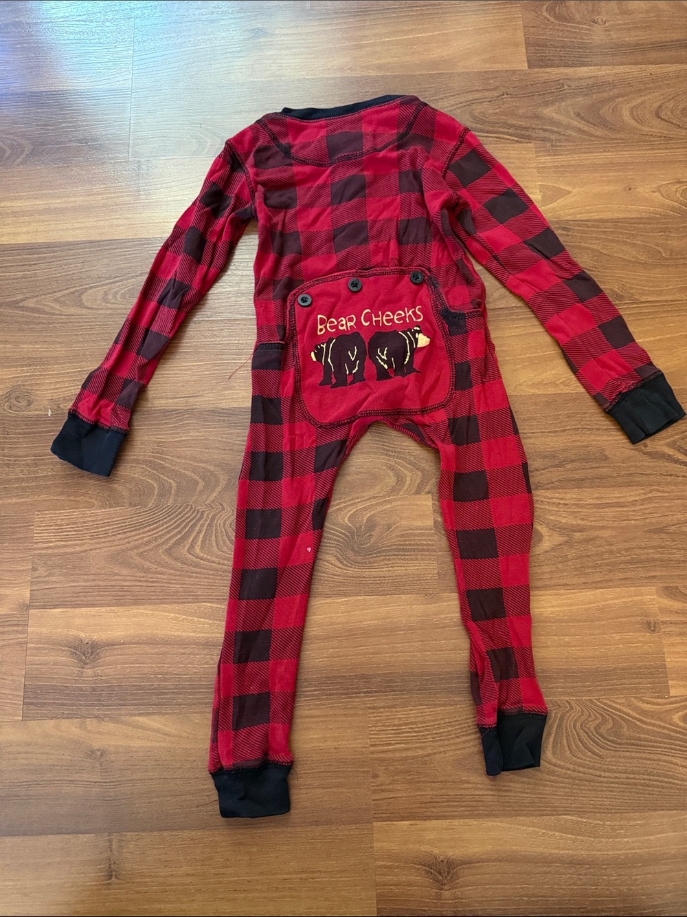 Lazy One Red and Black Buffalo Plaid Kids Footed One-Piece
